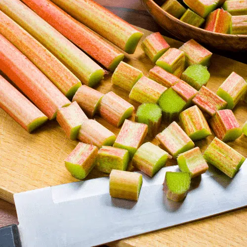 rhubarb chunks for rhubarb crumble recipe