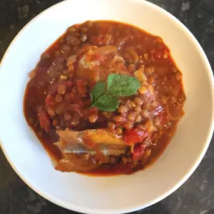 pollock dinner with lentils recipe