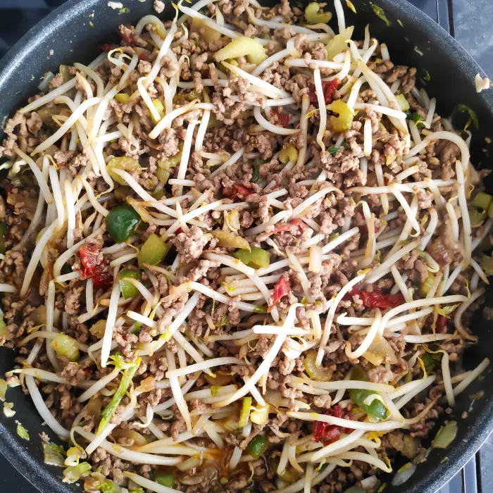lidl food recipe beef and pork mince with beansprouts