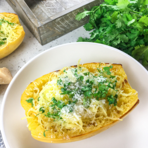 roasted squash with cheese and parsley