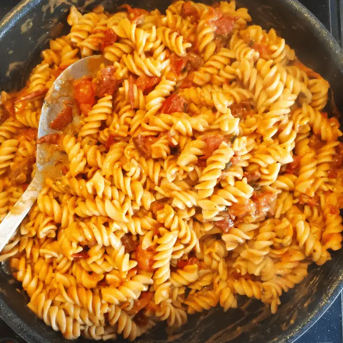 pasta spirals in rich tomato sauce halloumi recipe