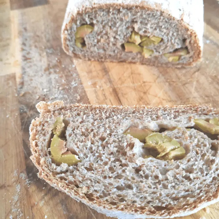 Very Easy Crusty Olive Wholemeal Bread Recipe