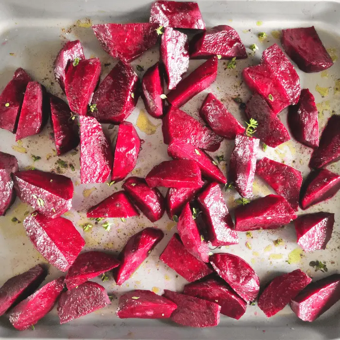 raw beetroot cut into wedges for roasting uk
