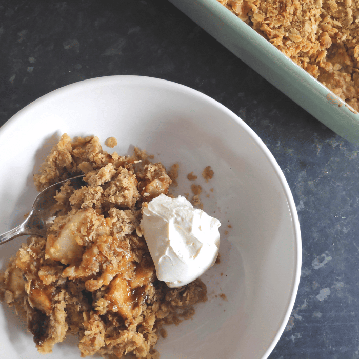 Easy Apple and Pear Oat Topped Crumble