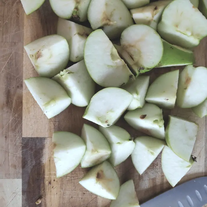 chopped apples for making jelly
