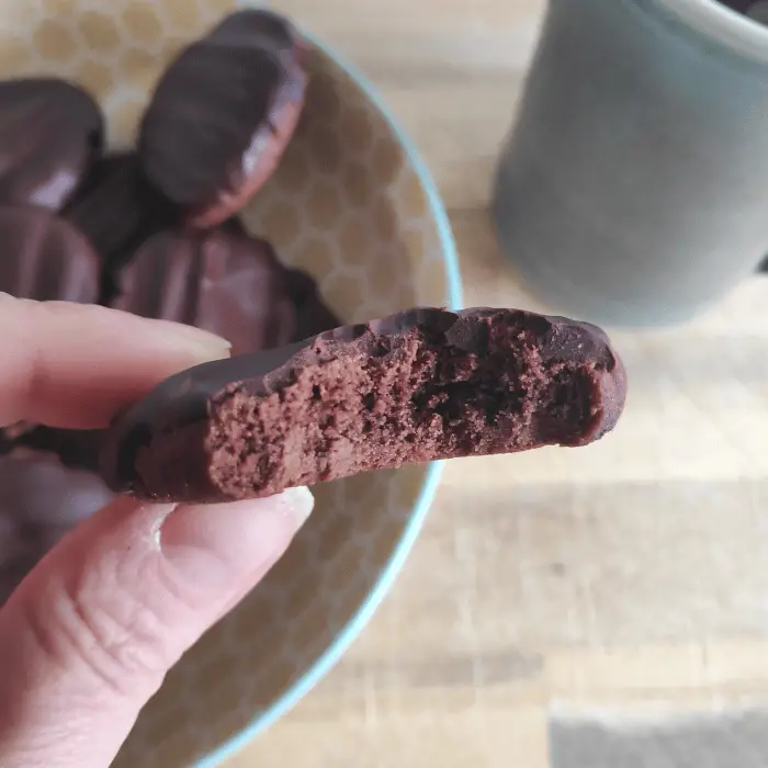 chocolate fork biscuits with chocolate coated covering