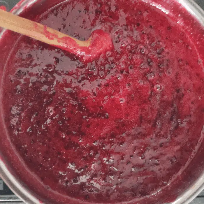 cooking elderberry and damsons in large pot uk
