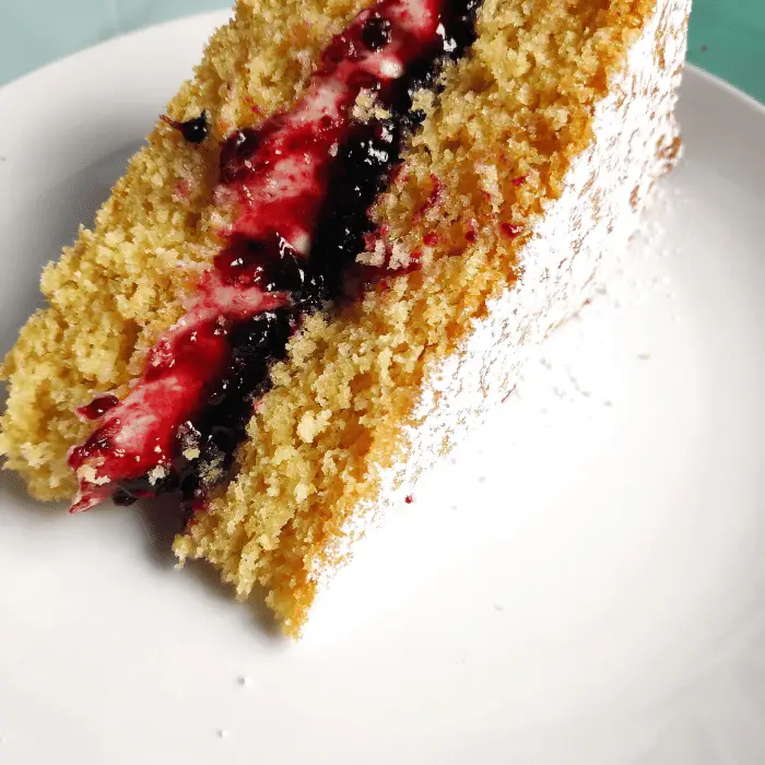 gluten-free sponge cake with jam and buttercream filling