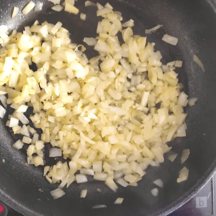 fried chopped onions and garlic for savoury mince