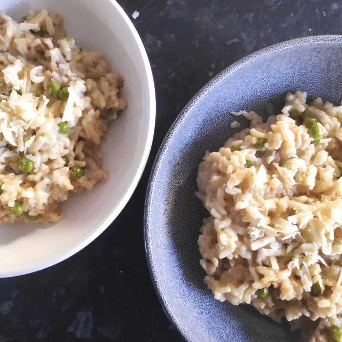pea and bacon risotto with cheddar cheese without wine uk recipe