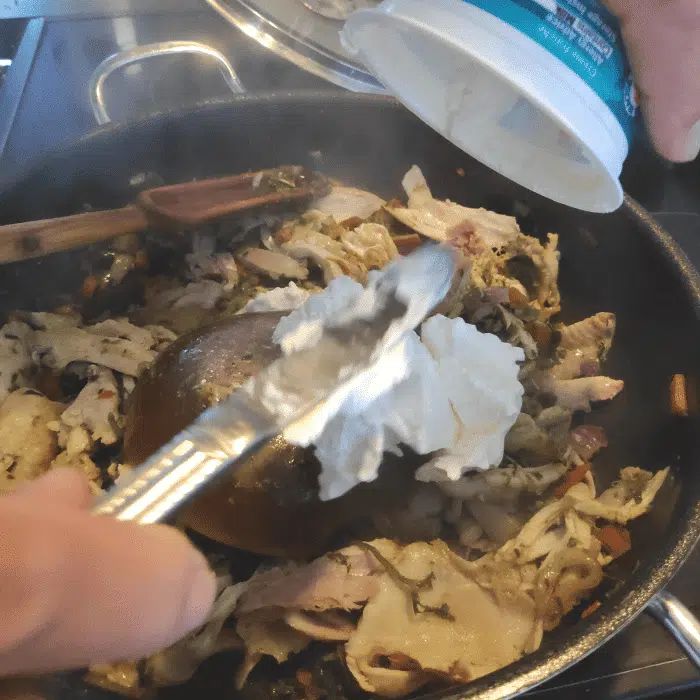 creme fraiche added to risotto