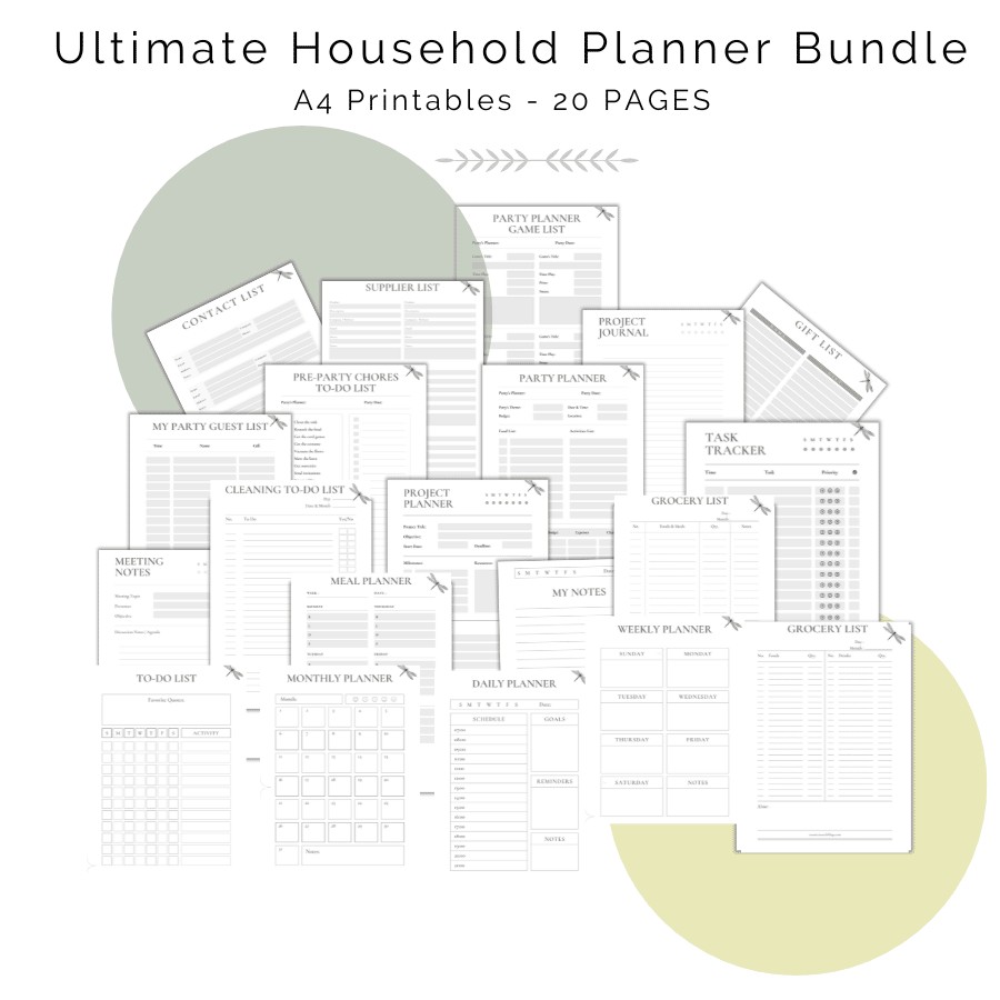 household planner bundle printable a4