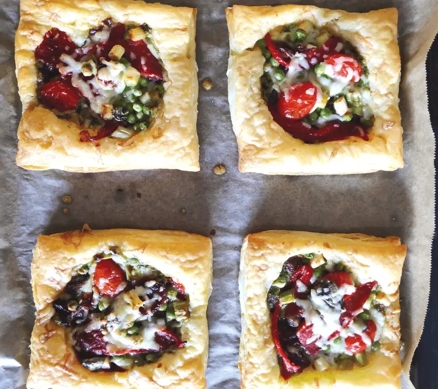baked puff pastry veggie tartlets