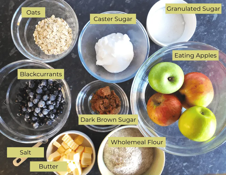 ingredients to make apple and blackcurrant crumble uk recipe