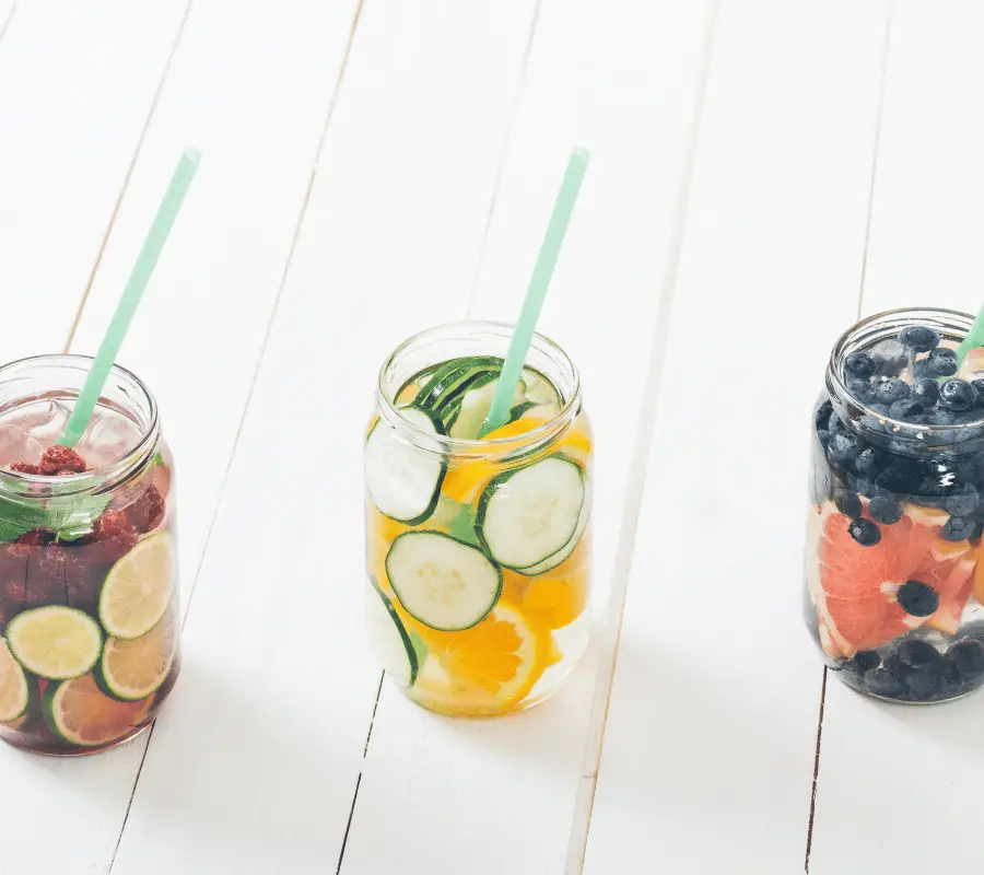 fruit infused water in mason jars
