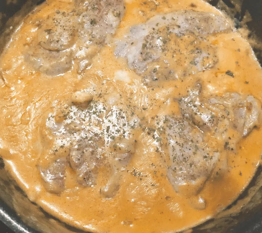 pork steak in onion creamy sauce in one pan uk recipe
