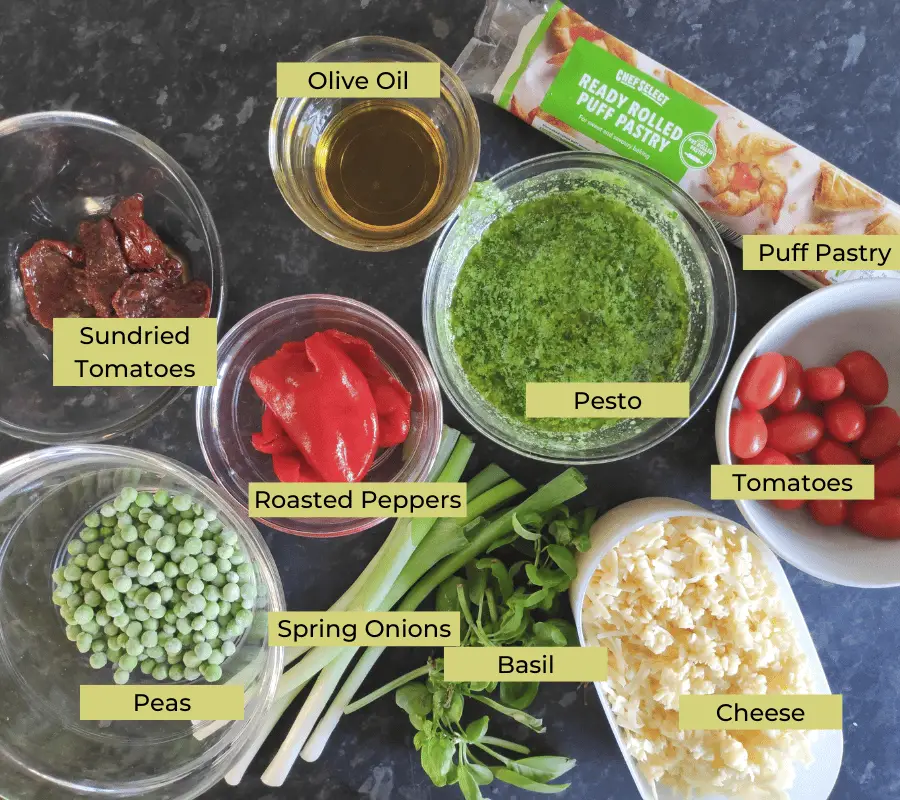 ingredients for veggie tartlets