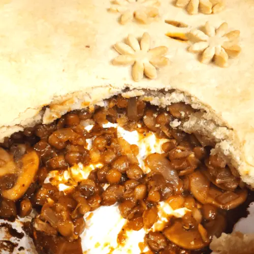 mushroomn onion and lentil pie with shortcrust pastry topping uk recipe