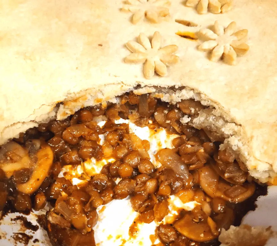 The Best Lentil, Onion And Mushroom Pie