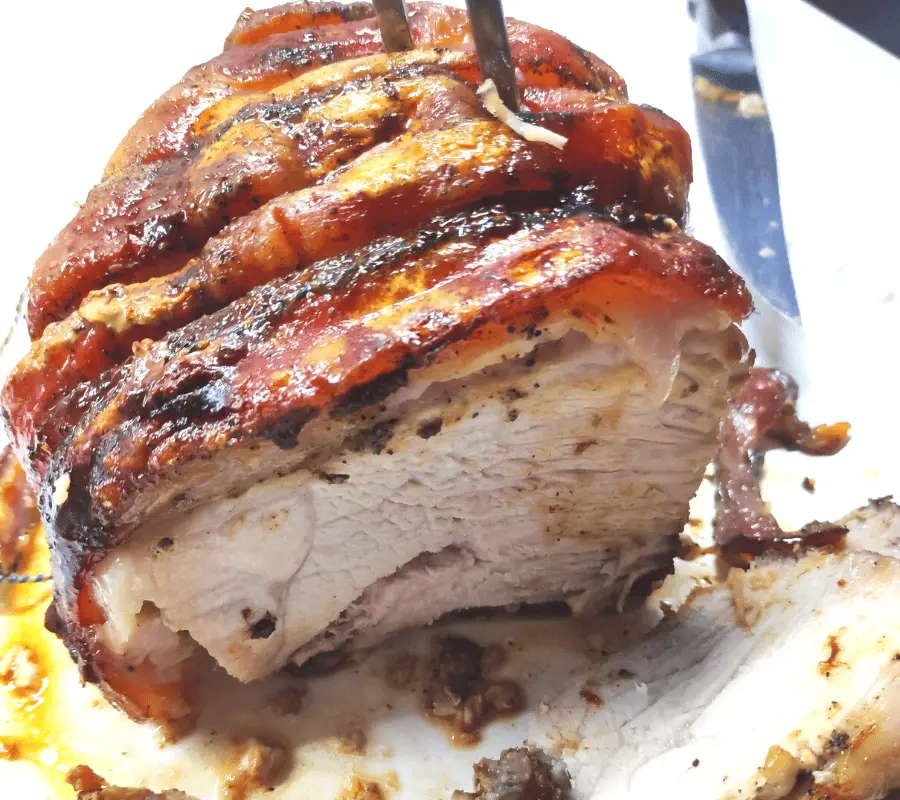 cooked roast pork done in the air fryer