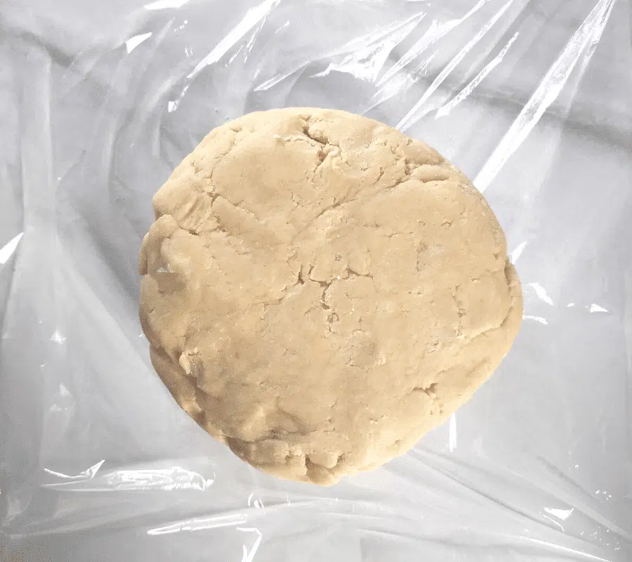 pastry dough in cling film