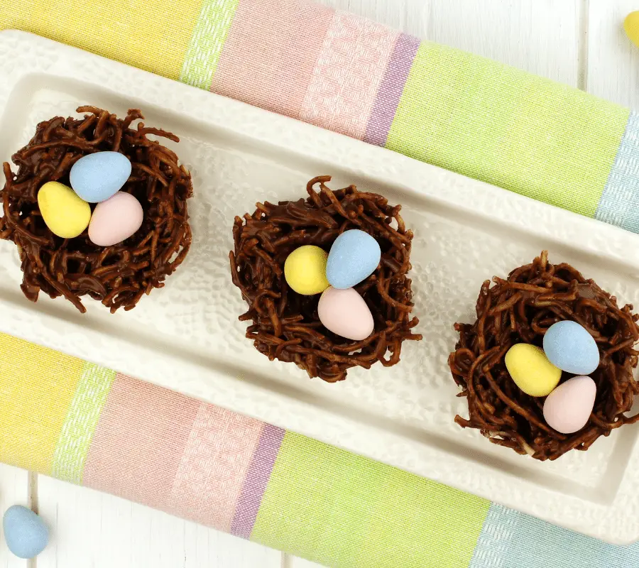 chocolate nests with mini eggsin the middle recipe uk