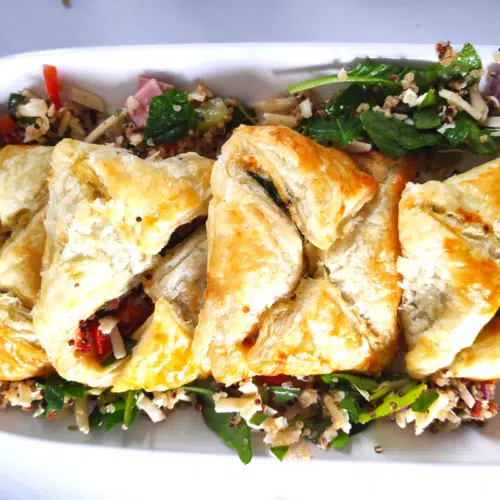 puff pastry parcels with quinoa and smoked ham filling