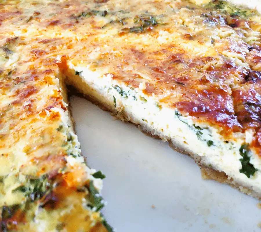 watercress, spinach and rocket quiche