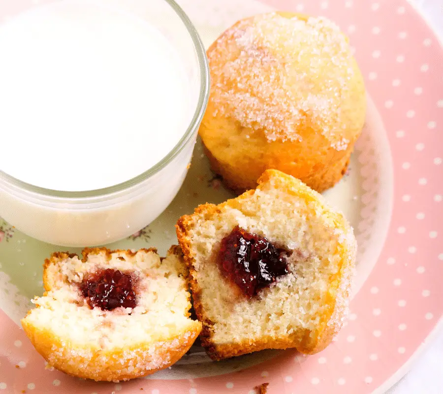jam filled muffins with sugar topping