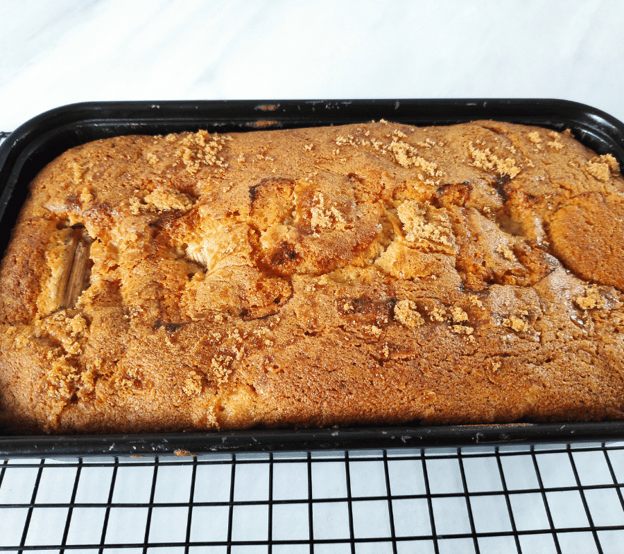 baked rhubarb and ginger cake