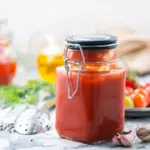 fresh tomato puree from sieved tomatoes