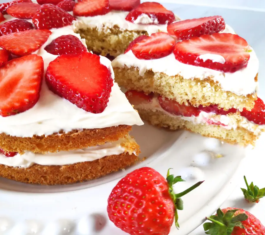Wimbledon fresh strawberry cake with fresh cream