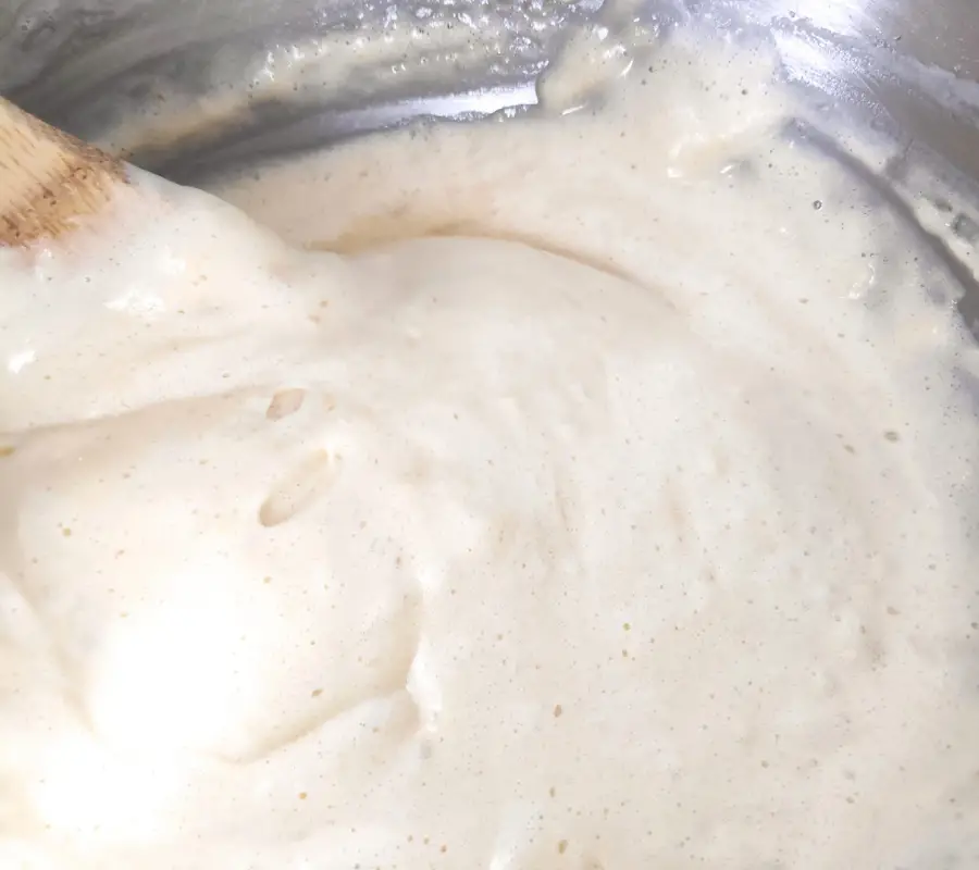Slowly fold in the flour into the mixture