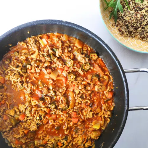 minced pork and okra in one pan recipe uk
