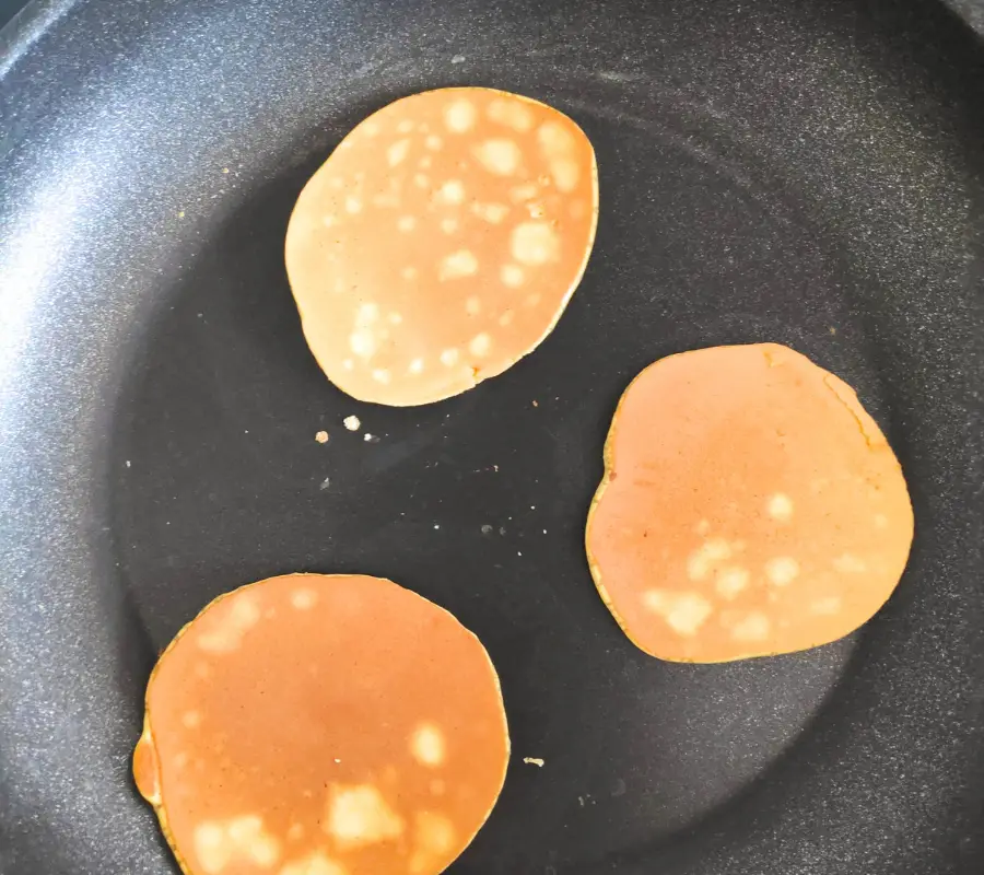 myprotein cooked pancakes in frying pan