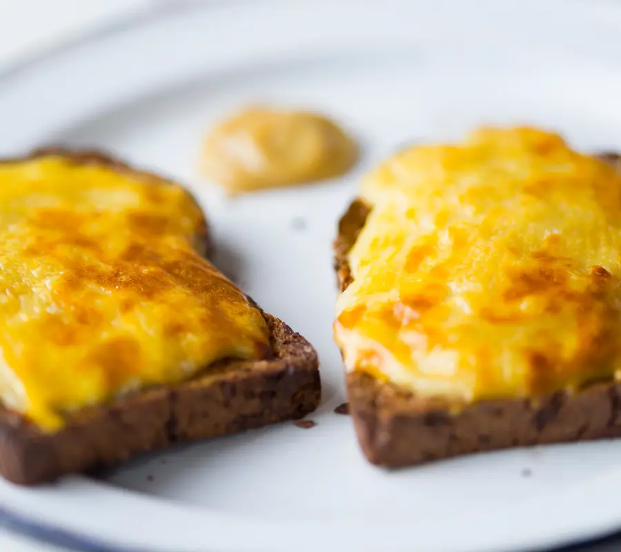 Welsh rabbit - melted cheese on toast with mustard