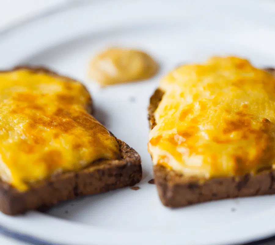 Welsh rabbit - melted cheese on toast with mustard