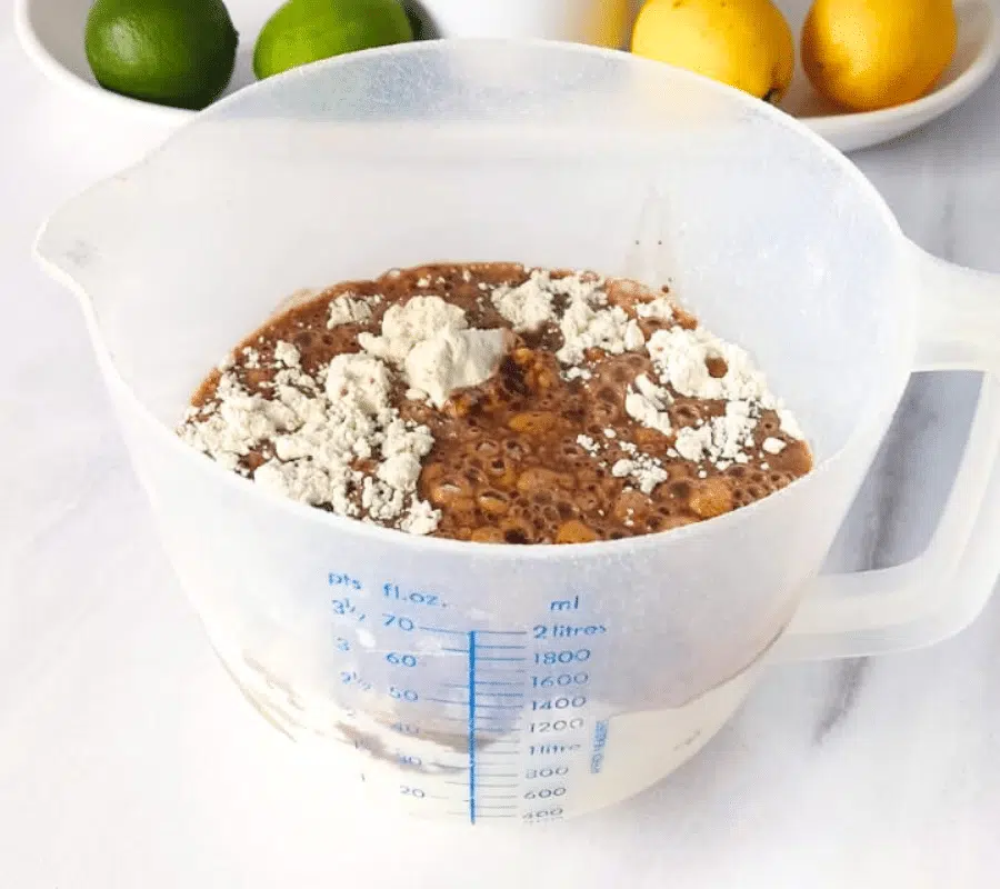 Nutella mixture added to dry ingredients