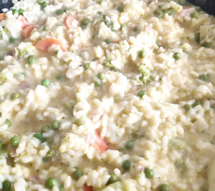 creamy risotto with frozen veg