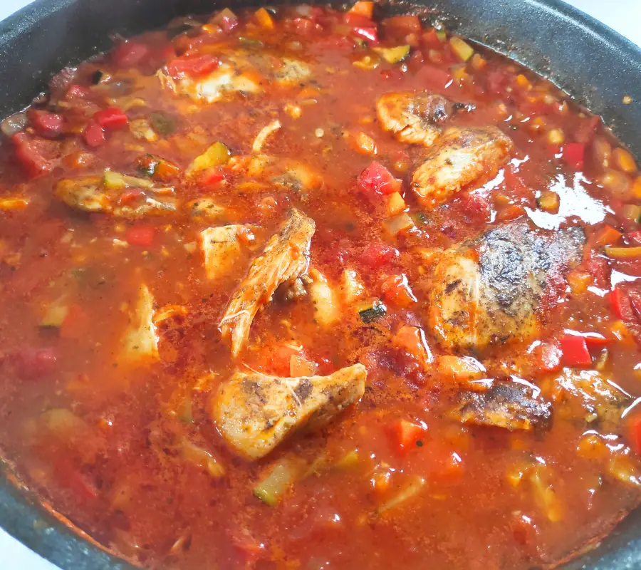 chicken stew simmering