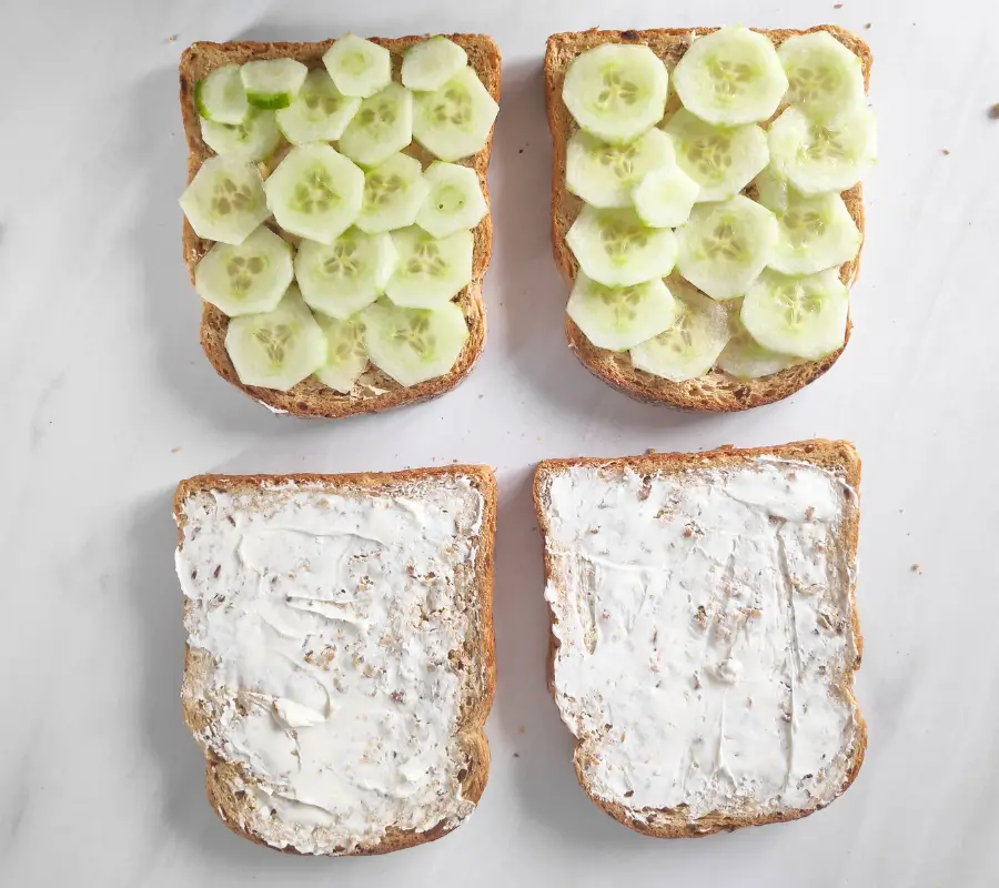 cucumber slices on bread