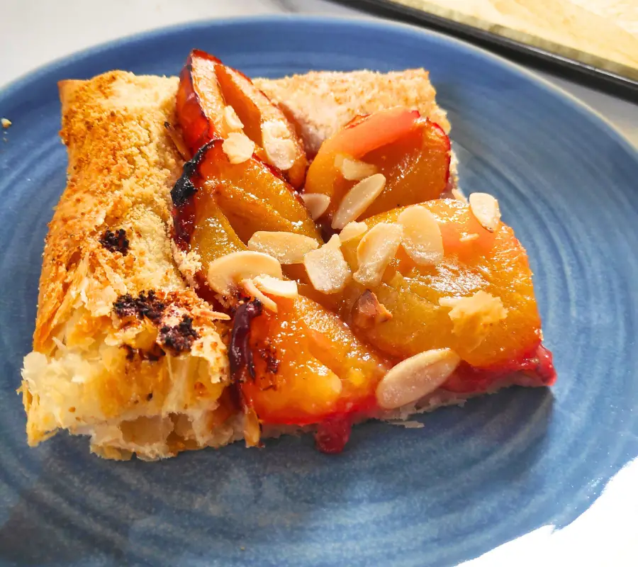 plum and almond puff pastry tart