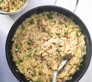 bacon and pea orzo pasta recipe in one pan uk