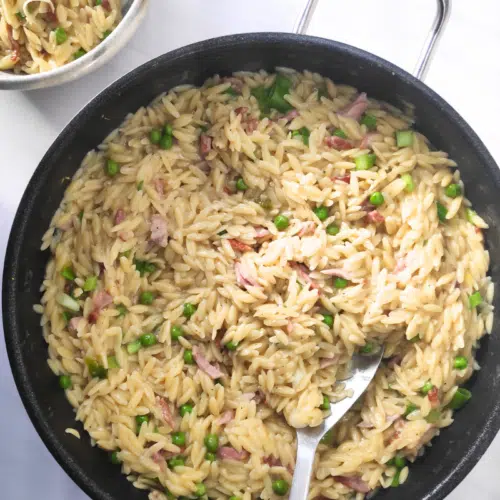 bacon and pea orzo pasta recipe in one pan uk
