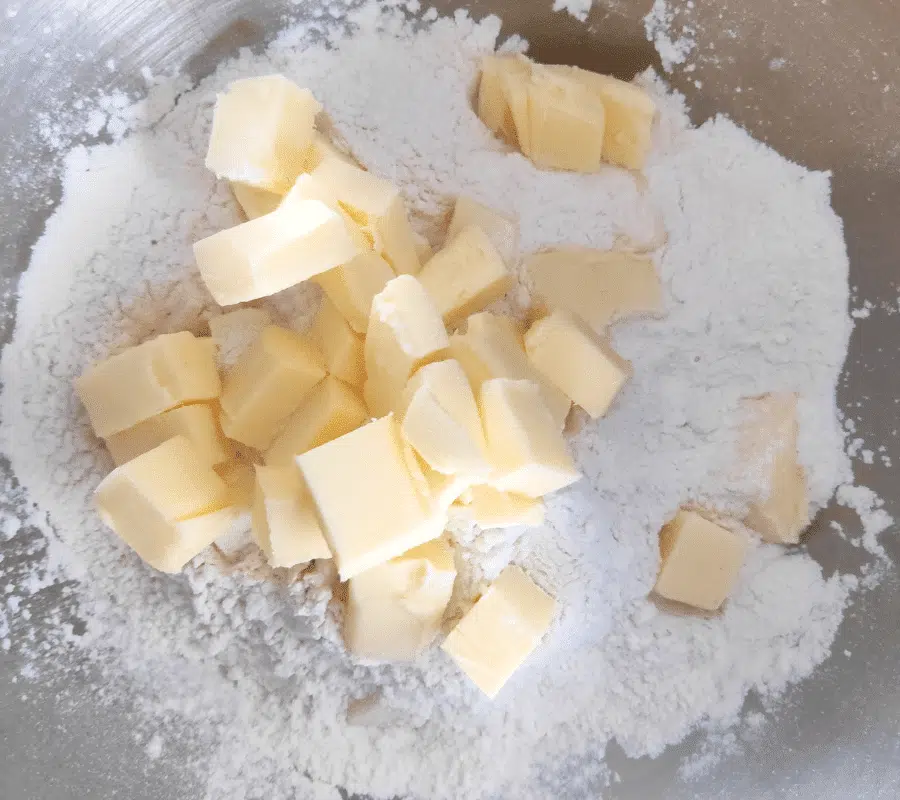 flour and butter in a bowl