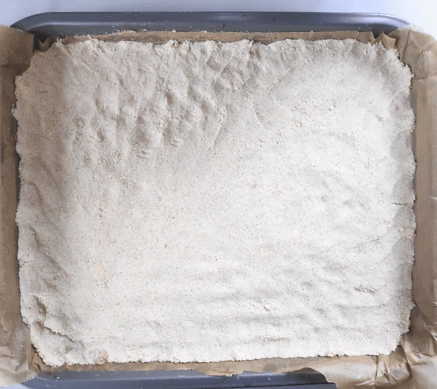 crumble mixture in tin