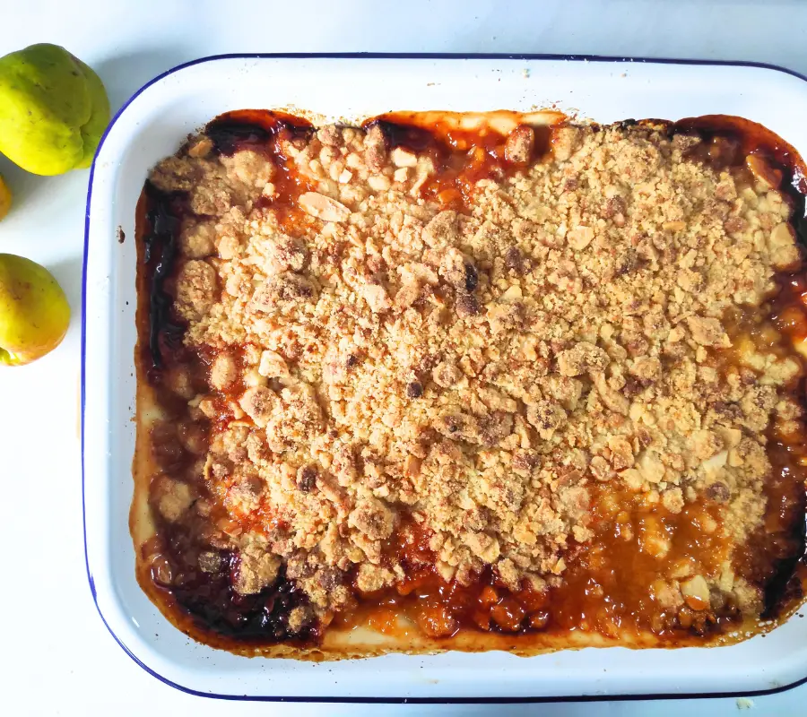 quince marzipan crumble