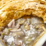 leftover turkey leek and bacon pie topped with puffed pastry