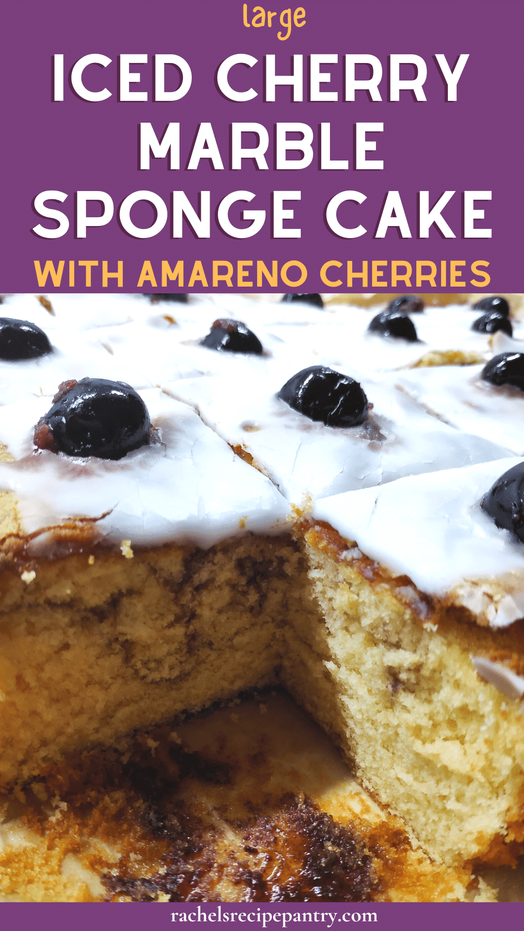 Iced Sponge Iced Cherry Marble Sponge Traybake