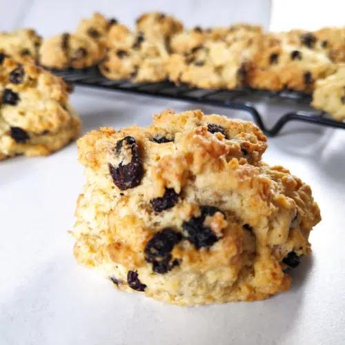 baked rock cakes on a white table top. mary berrys recipe uk
